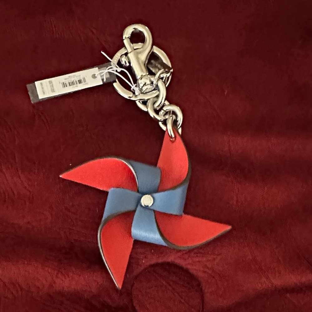 Coach Red and Blue Pinwheel Keychain